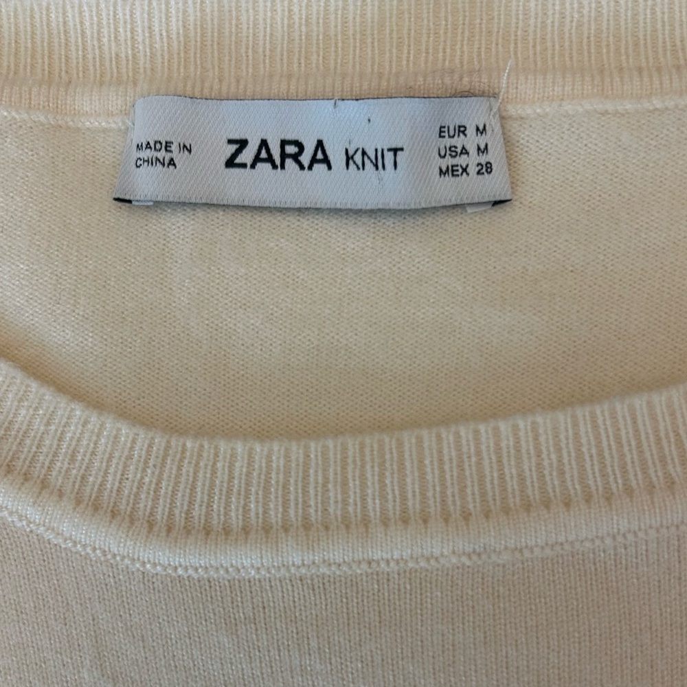 Zara Cream Side Ruffle Cropped Sweater Size M - Picture 8 of 12